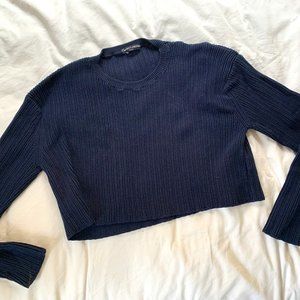 Brandy Melville Navy Blue Sweater Crop Top